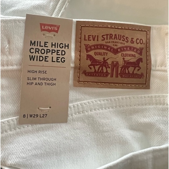 LEVI’S Mile High Wide Leg Cropped Button Fly White Jeans Size 29 NEW - Picture 9 of 9